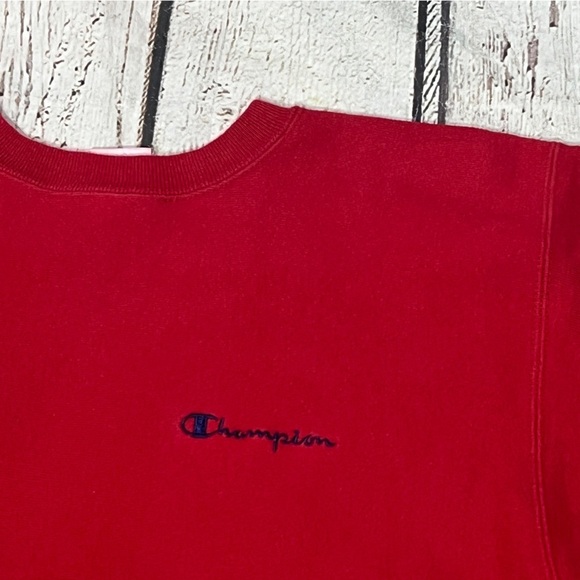 Vintage Champion Reverse Weave Red Crewneck Pullover 1980s Sweatshirt - Picture 2 of 4